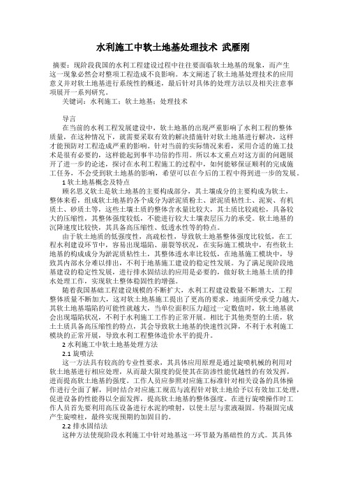 水利施工中软土地基处理技术  武雁刚