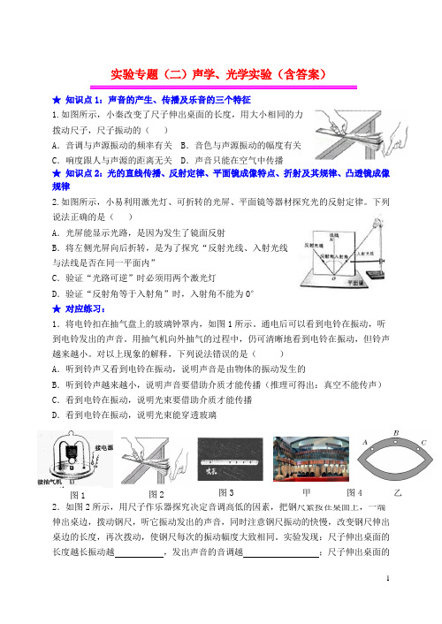 实验专题2声学光学实验(含答案)