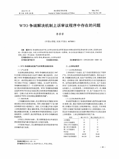 WTO争端解决机制上诉审议程序中存在的问题