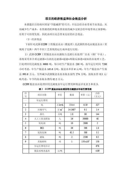 项目的经济效益和社会效益分析