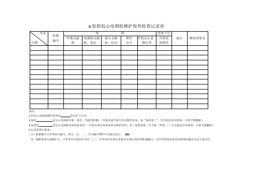 医疗机构心电图机、简易呼吸器维护保养检查记录表模板