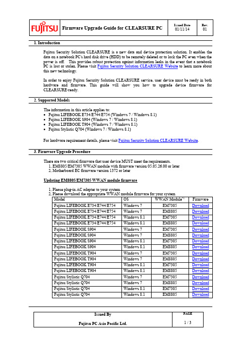 Fujitsu Security Solution CLEARSURE PC 固件升级指南说明书