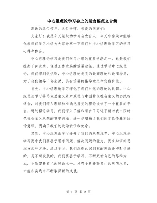 中心组理论学习会上的发言稿范文合集