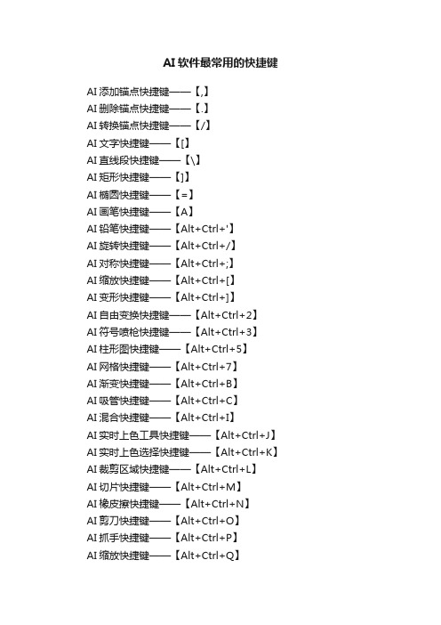 AI软件最常用的快捷键