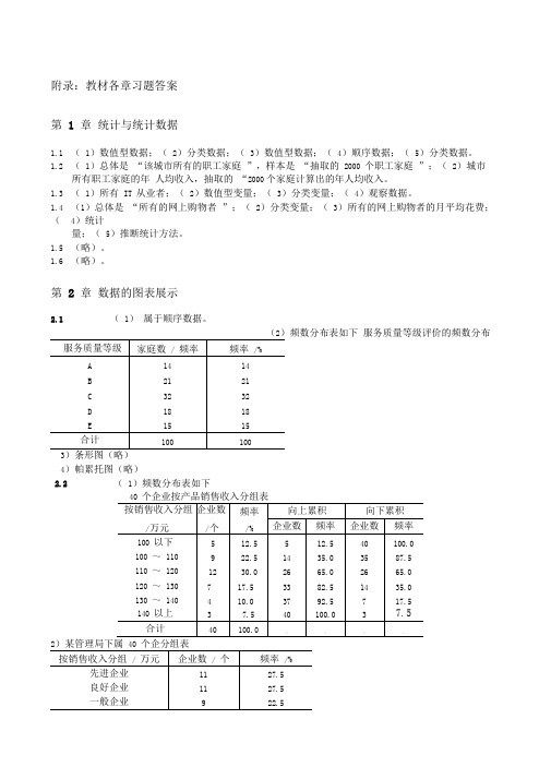 统计学贾俊平课后习题答案