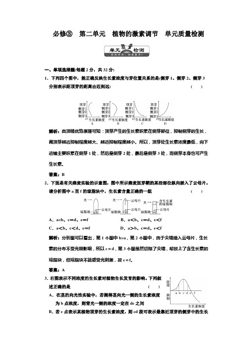 高中生物一轮复习习题(三维设计)必修③  第二单元  植物的激素调节  单元质量检测