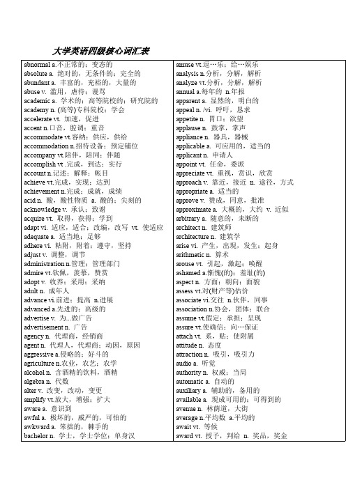 大学英语四级核心词汇