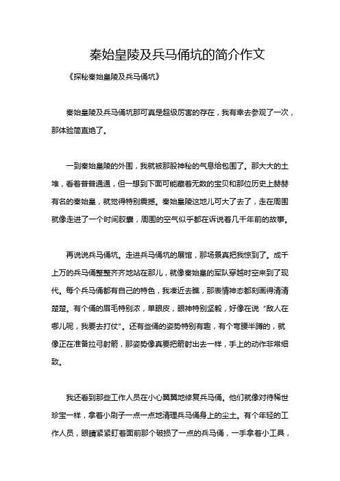 秦始皇陵及兵马俑坑的简介作文