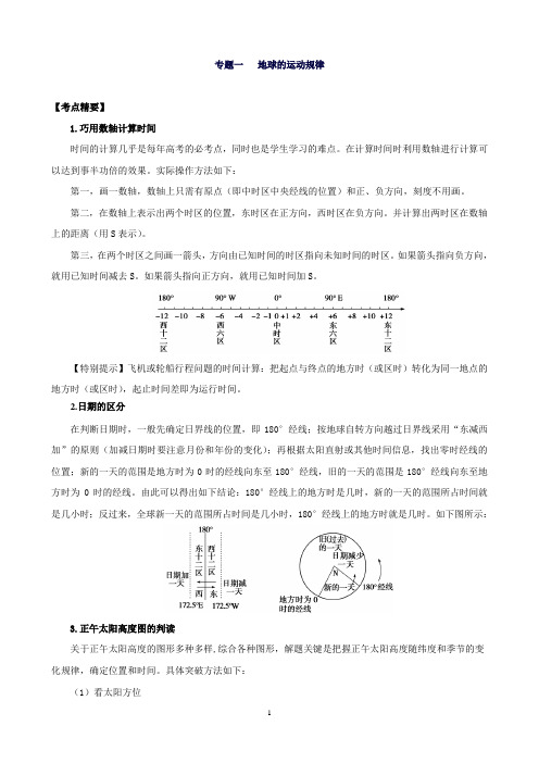 地理高考热点专题复习第1篇高频考点聚焦专题一地球的运动规律