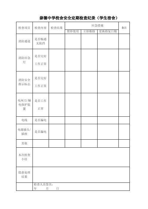 崇德中学校舍专项检查记录表