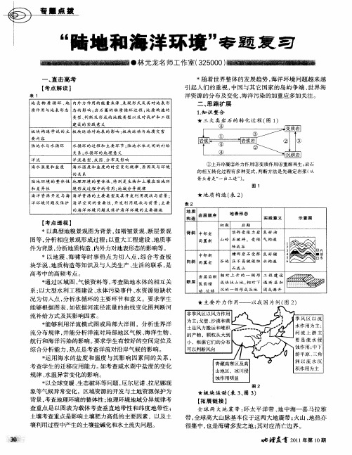 “陆地和海洋环境”专题复习