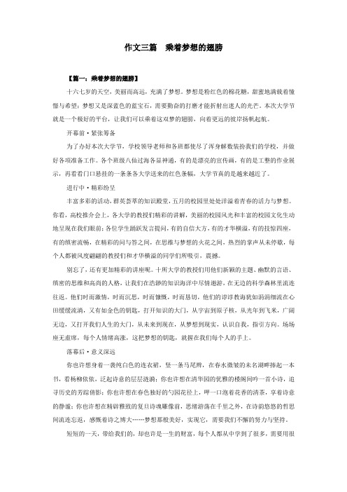 作文三篇  乘着梦想的翅膀