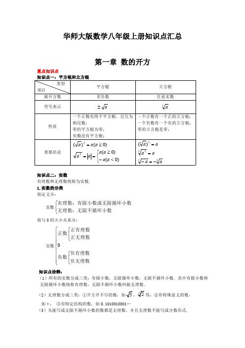 华师大版数学八年级上册知识点汇总