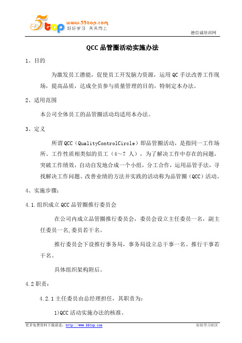 QCC品管圈活动实施办法