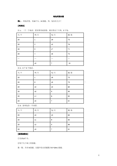 鸡兔同笼问题