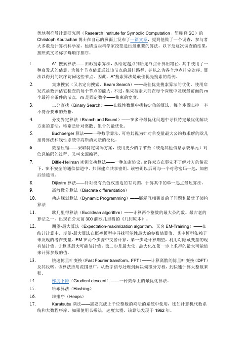 计算机科学中最重要的32个算法