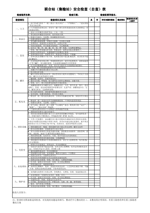 联合站(集输站)安全检查(自查)表