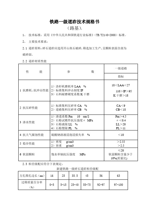 道砟技术要求