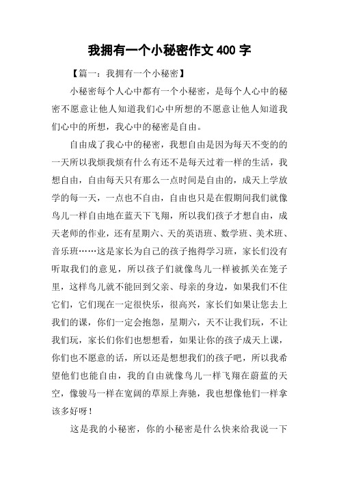 我拥有一个小秘密作文400字