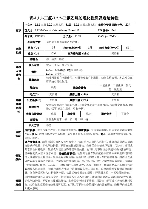 1,1,2-三氯-1,2,2-三氟乙烷-理化性质及危险特性表