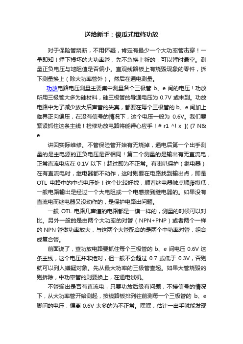 送给新手：傻瓜式维修功放