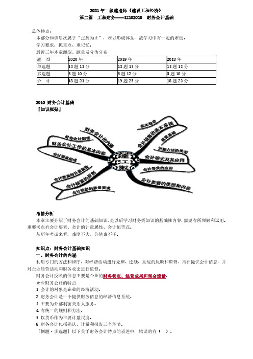 2021年一级建造师《建设工程经济》章节精讲-财务会计基础