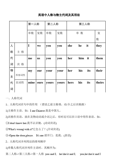 英语人称代词及其用法(1)