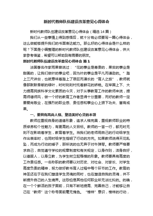 新时代教师队伍建设改革意见心得体会（精选14篇）