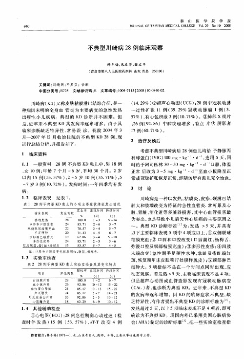 不典型川崎病28例临床观察