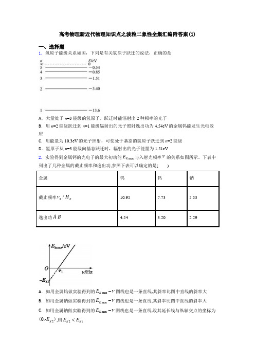 高考物理新近代物理知识点之波粒二象性全集汇编附答案(1)