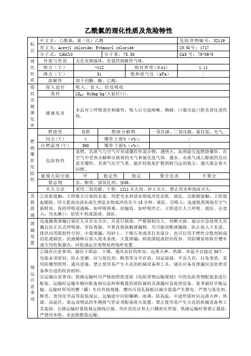 乙酰氯的理化性质及危险特性