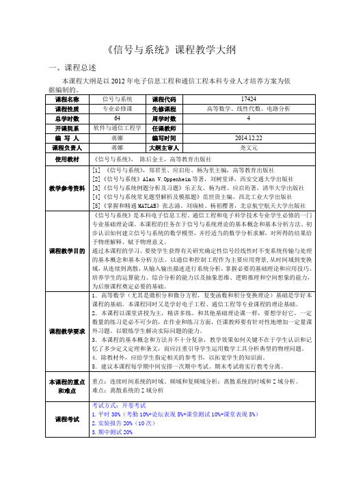 信号与系统142-《信号与系统》课程教学大纲