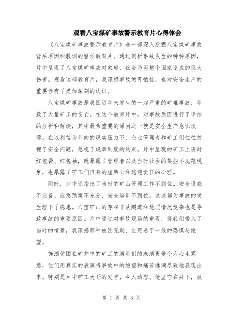 观看八宝煤矿事故警示教育片心得体会