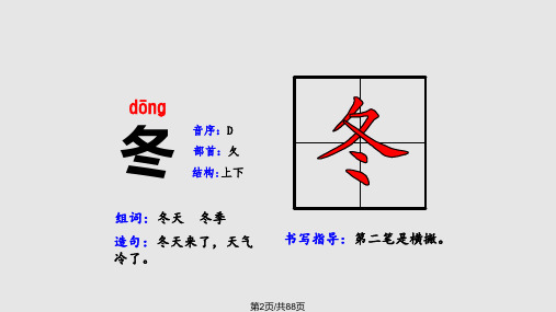 部编版小学语文一下14单元生字笔顺动画教学课件