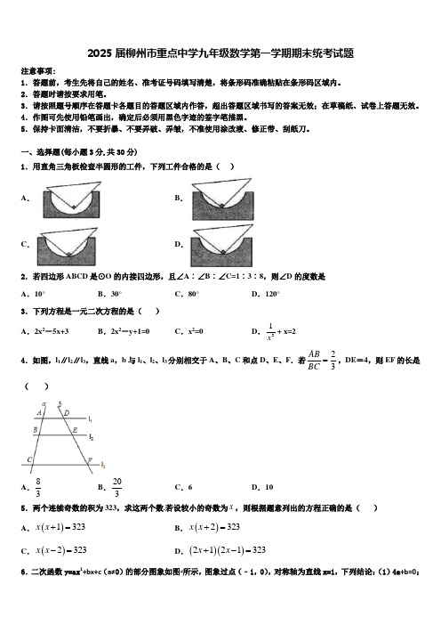 2025届柳州市重点中学九年级数学第一学期期末统考试题含解析