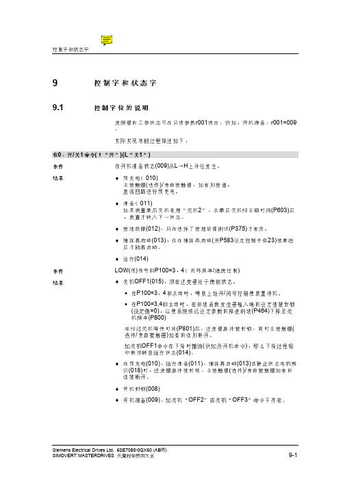 西门子6SE70变频器控制字和状态字