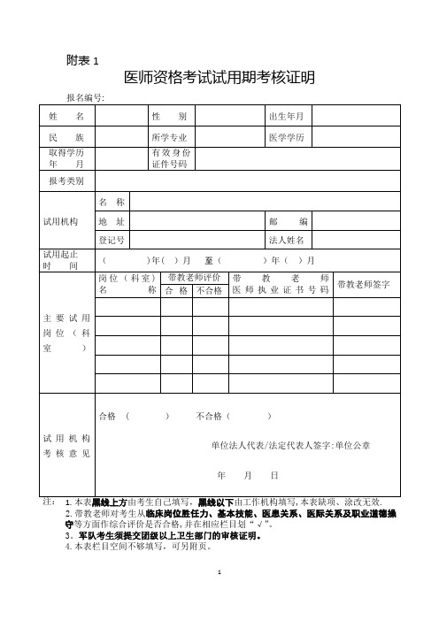 执业助理医师报考执业医师执业期考核证明【范本模板】