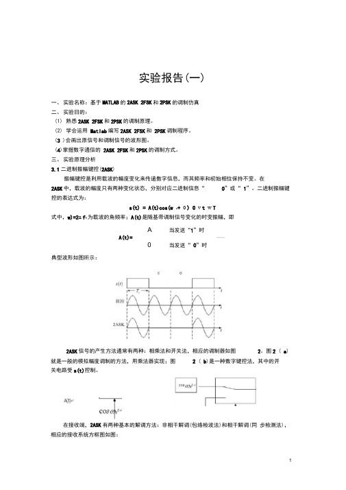 (完整版)基于MATLAB的2ASK、2FSK和2PSK的调制仿真