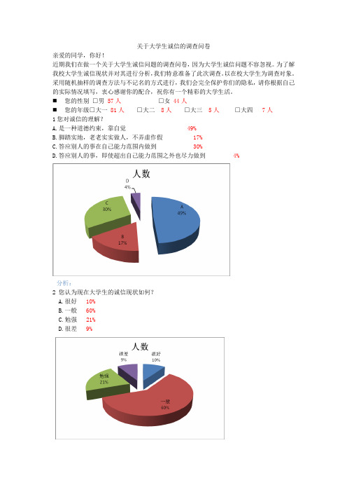 大学生诚信调查问卷