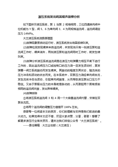 液压系统发出鸣笛噪声故障分析