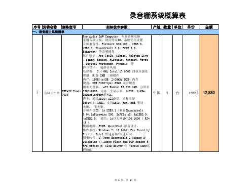 录音棚配置方案(带技术参数)