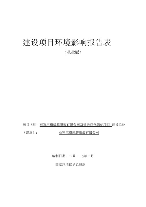 环境影响评价报告公示：新建天然气锅炉项目环评报告