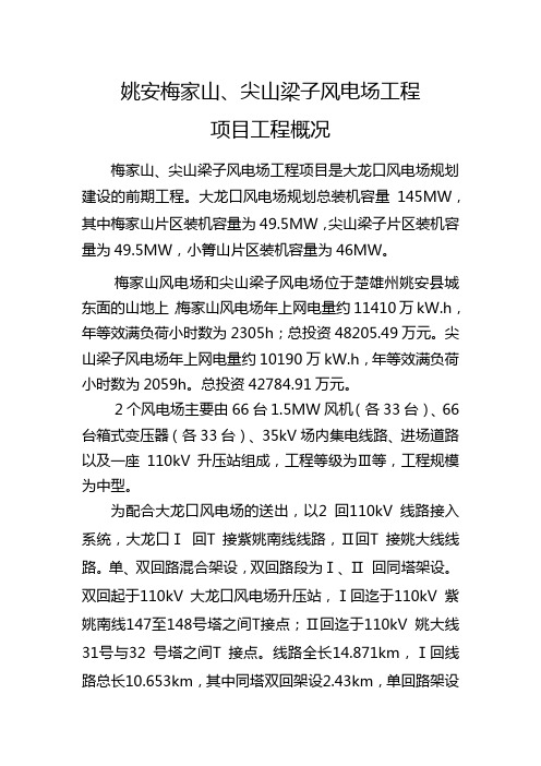 姚安梅家山、尖山梁子风电场项目工程概况—发分公司2