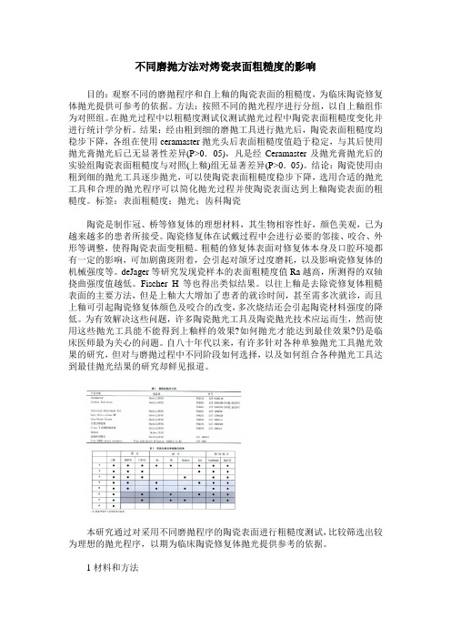 不同磨抛方法对烤瓷表面粗糙度的影响