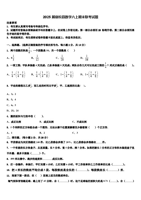 2025届宿松县数学六上期末联考试题含解析