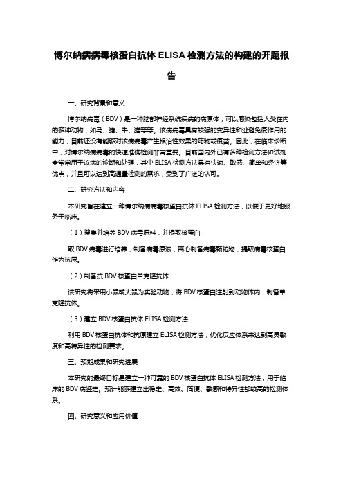 博尔纳病病毒核蛋白抗体ELISA检测方法的构建的开题报告