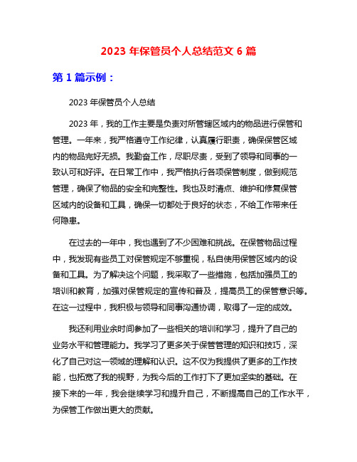 2023年保管员个人总结范文6篇