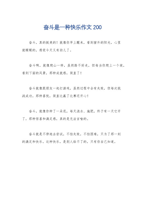 奋斗是一种快乐作文200