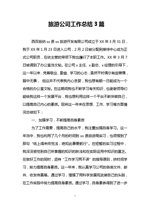 旅游公司工作总结3篇
