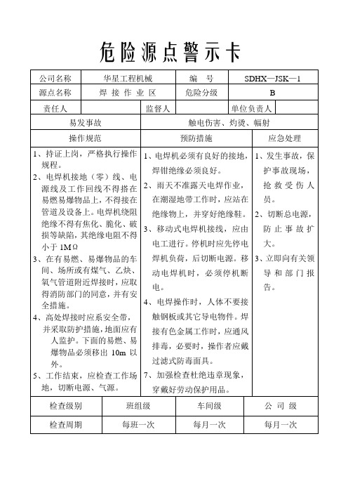 危险源点警示卡(一法三卡)